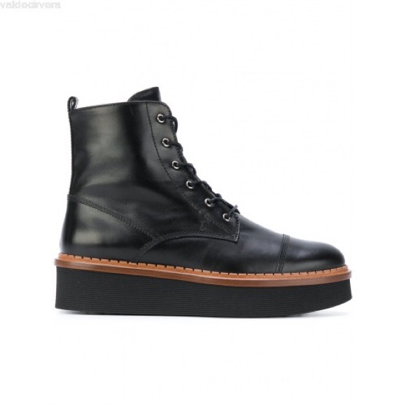 Tod's Shoes - TOD’S black leather ankle lace up boots platform